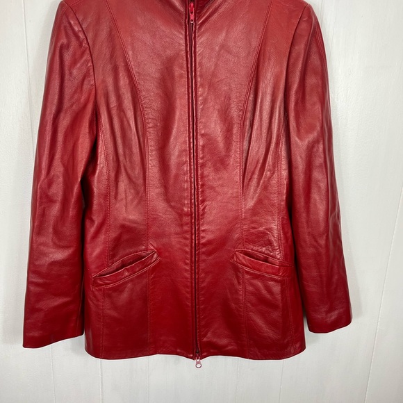 Danier Cherry Red Leather Jacket Sz XS - Picture 4 of 9